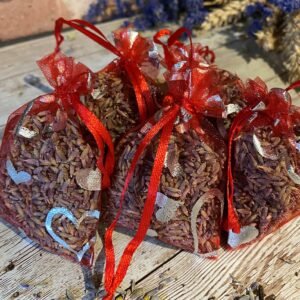 5 Bags of Dried Lavender in Red Organza Bags -Valentines Day Gift - Image 3